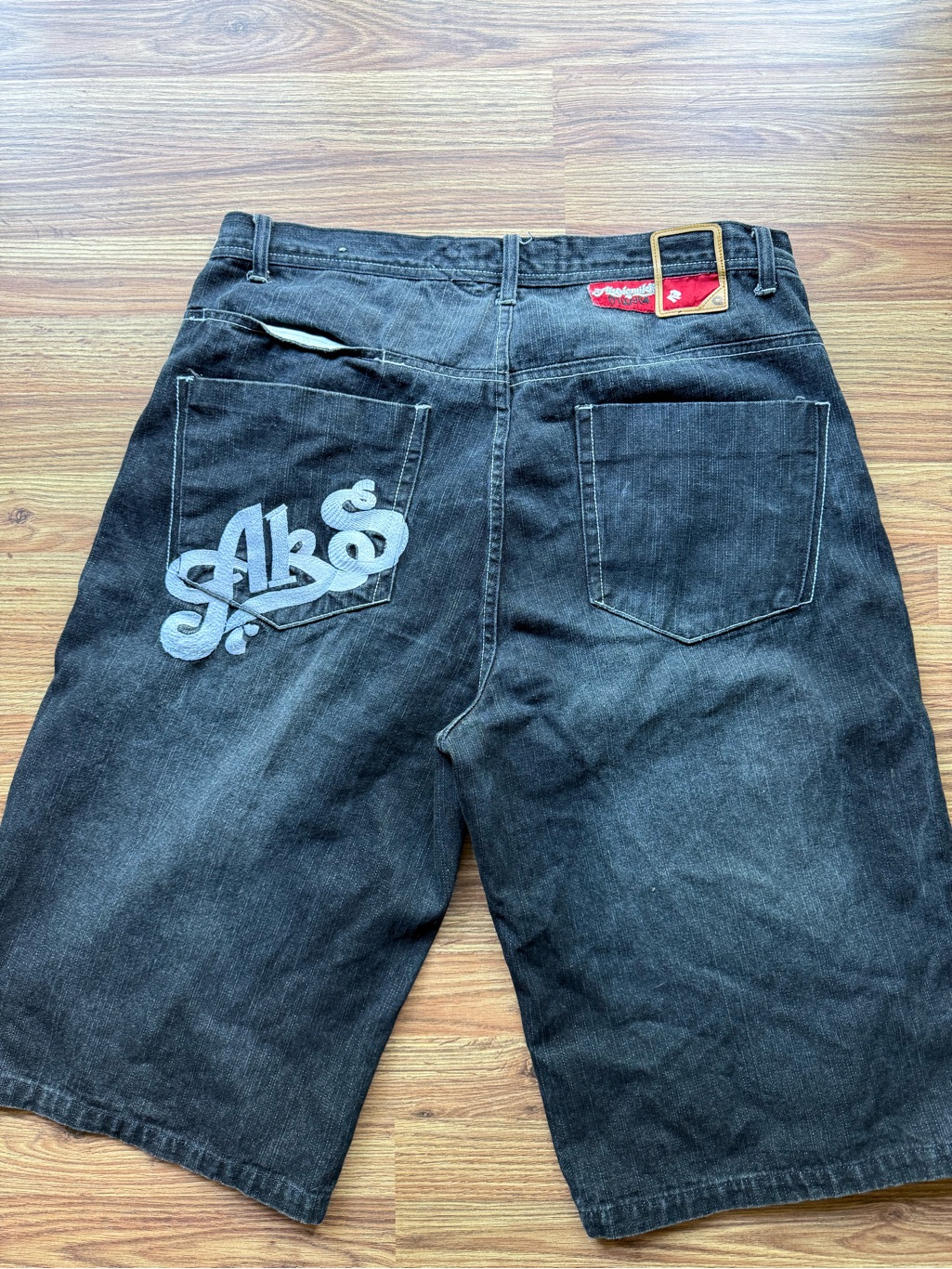 Vintage Y2k Akademiks Black Denim Shorts With Back Pocket Script Logo